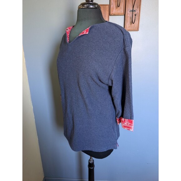 Vintage Western Blouse, Bandana Blue Sweater Top - Picture 6 of 10